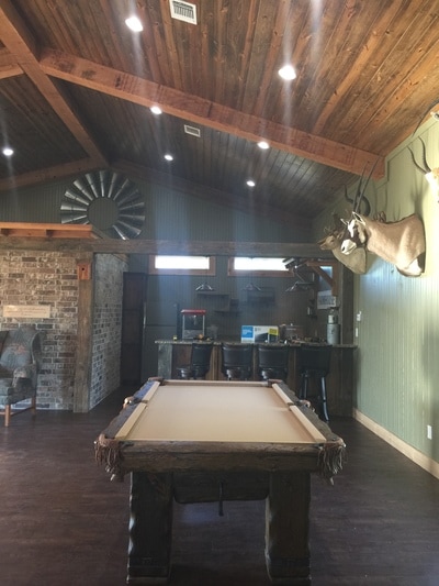 Grizzly Log Pool Table in Farmhouse